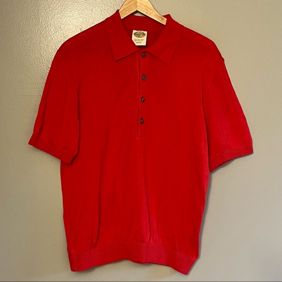Ramblers Way Mens Short Sleeve Red 100% Pima Cotton Collared Polo Sweater M - Picture 1 of 12